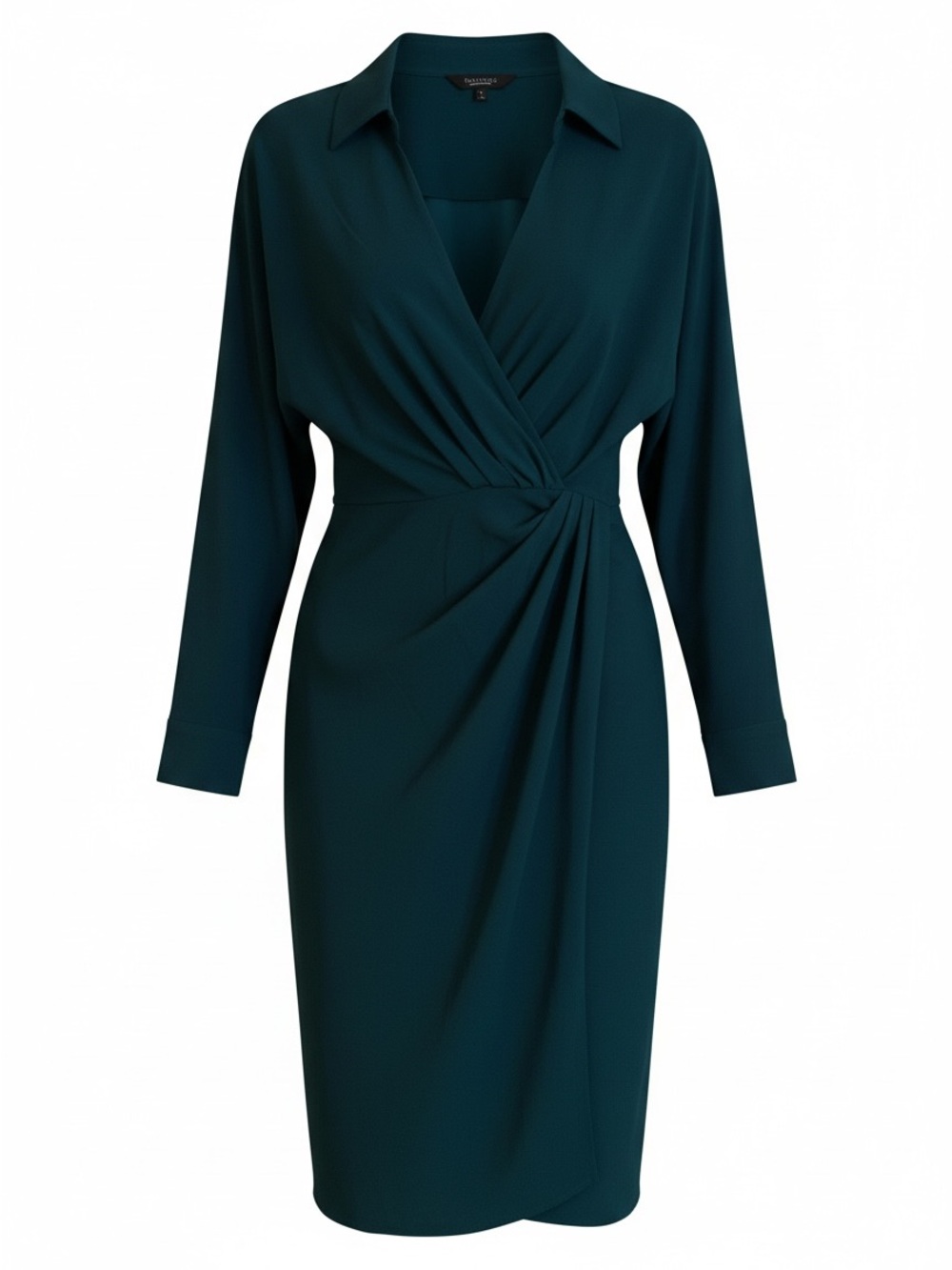 Express Teal Wrap-Front Long-Sleeve Dress